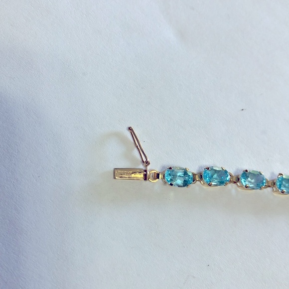 Natural Swiss blue topaz, tennis bracelet - Picture 3 of 7